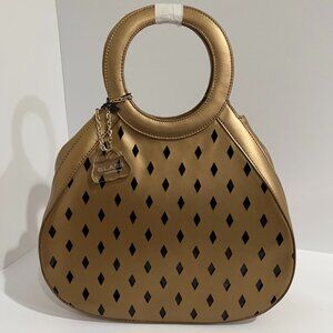 Glass Handbag Gold Napa Leather Teardrop Satchel